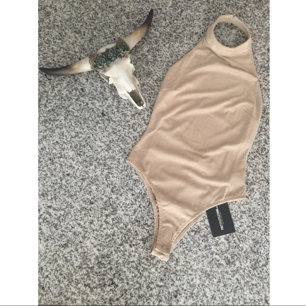 NWT PrettyLittleThing Suedette Backless Bodysuit